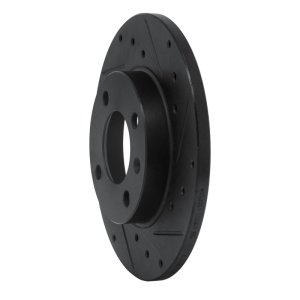 Audi Fox Brake Rotor (1) - Front Right - R1 Concepts - Drilled & Slotted - Black - `73-`05